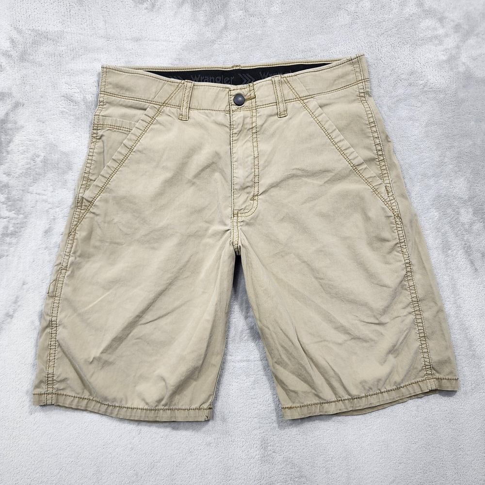 Wrangler Shorts Mens 30 Beige Stretch Cargo Canvas Utility Outdoor Travel Casual